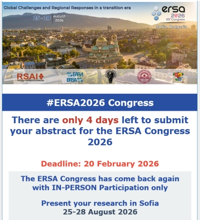 Only 4 Days Left – #ERSA2026 Abstract Submission Deadline