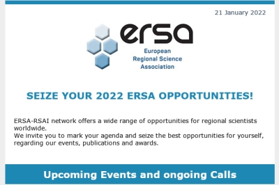 Forthcoming  ERSA 2022 Events, awards and publications' opportunities