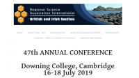 Call for Abstracts | 47th RSAI British & Irish Section ANNUAL CONFERENCE, Downing College, Cambridge 16-18 July 2019
