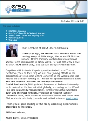 ERSA Monthly E-news - October 2023