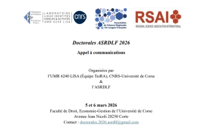 Appel à communications – Doctorales ASRDLF 2026 | Corte (Corse), 5-6 mars 2026