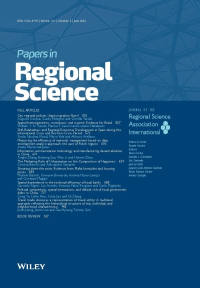 The latest issue of Papers in Regional Science are available! Volume 101, Issue 3, June 2022