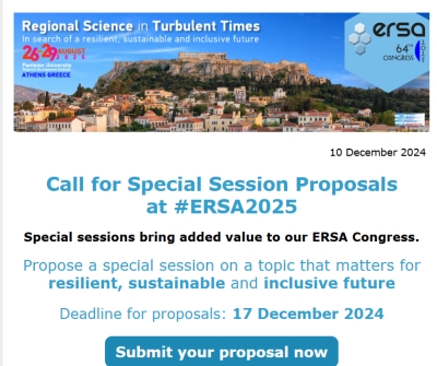 ERSA2025 | Hurry up! Only 1 week left to propose a Special Session