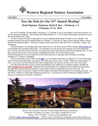 WRSA: Fall 2023 Newsletter + Reminder for "2024 Annual Meeting" in Monterey, CA