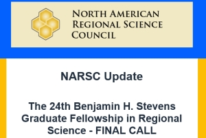 The 24th Benjamin H. Stevens Graduate Fellowship in Regional Science - FINAL CALL for APPLICATIONS