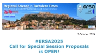 #ERSA2025 Call for Special Session Proposals is OPEN