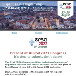 Only 7 days left to submit for #ERSA2022 - deadline 28 February 2022