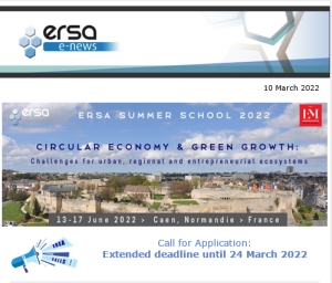 ERSA Summer School 2022 | Call for Application: Extended deadline until the 24th March 2022