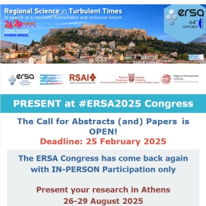 ERSA2025 Call for Abstracts (and) Papers in now OPEN!