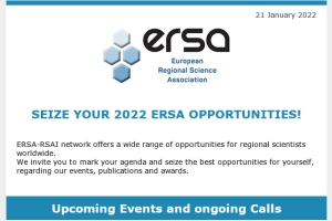 Forthcoming  ERSA 2022 Events, awards and publications&#039; opportunities