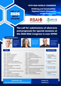 The call for submissions of abstracts and proposals for special sessions for the 2026 RSAI Congress is now OPEN!