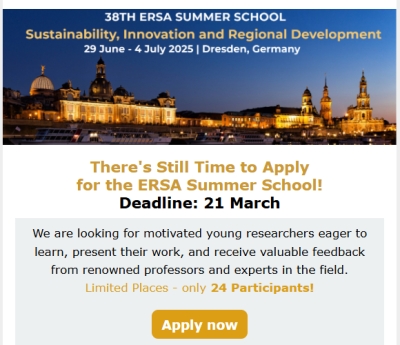 Apply Now for the ERSA Summer School 2025 – Deadline Approaching!