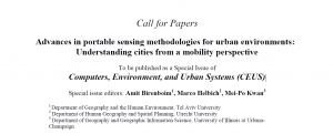 Call for Papers | &quot;Advances in portable sensing methodologies for urban environments: Understanding cities from a mobility perspective&quot; To be published as a Special Issue of Computers, Environment, and Urban Systems (CEUS)