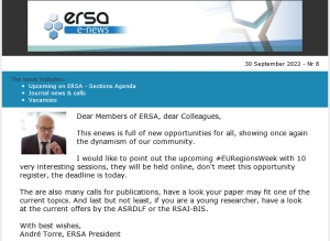 ERSA Monthly E-news - September 2022