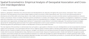 Newly Expanded Spatial Econometrics Workshop in Ann Arbor, 20-24 July 2020