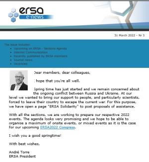 ERSA Monthly E-news - March 2022