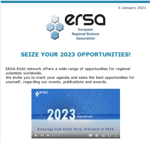 Forthcoming  ERSA 2023 Events, awards and publications&#039; opportunities