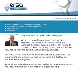 ERSA Monthly E-news - February 2023