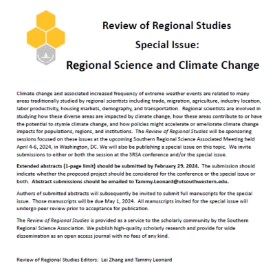 Regional Science - Call For Papers: Special Issue On Climate Change For ...