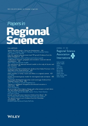 The latest issue of Papers in Regional Science is available! Volume 100, 3 (June 2021)