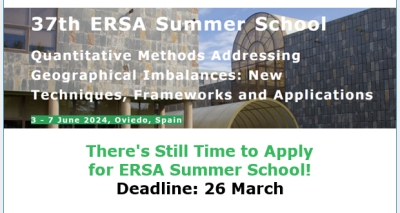 ERSA Summer School | There's still time to apply  - Deadline 26 March