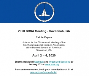 Call for Papers | 2020 SRSA Meeting - Savannah, GA, April 2 – 4, 2020