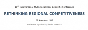 Conference &quot;Rethinking regional competitiveness&quot;, November 28, 2018, Siauliai, Lithuania