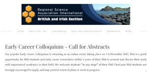 RSAI-BIS Early Career Colloquium - 3-4 November 2022