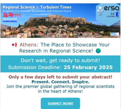 ERSA2025 Call for Abstracts (and) papers: Submit now!