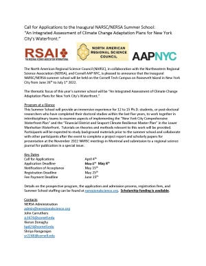 Call for applications for NARSC/NERSA Summer School, June 26-July 1, 2022, New York