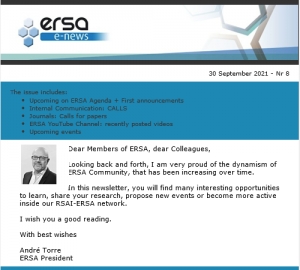 ERSA Monthly E-news - September 2021