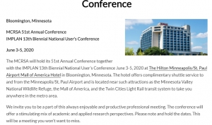 Call for Papers: MCRSA 51st Annual Conference/IMPLAN 13th National Users Conference, June 3-5, 2020 Bloomington, MN