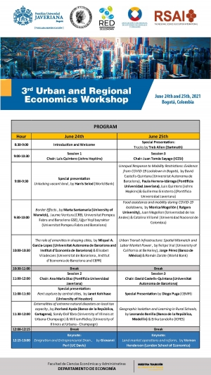 Colombian Section: PROGRAM - 3rd Urban and Regional Economic Workshop, 24-25 June 2021, Bogotá, Colombia