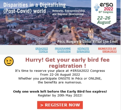 ERSA2022 Congress | Only one week left for early fees