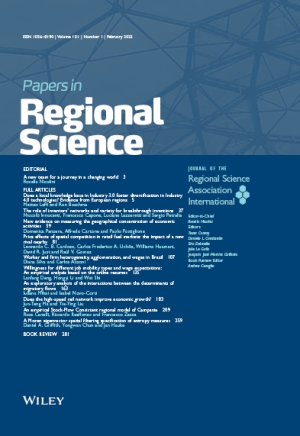 The latest issue of Papers in Regional Science are available! Volume 101, Issue 1, February 2022