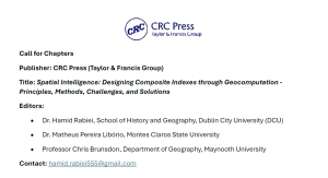 Call for Chapters | Spatial Intelligence: Designing Composite Indexes through Geocomputation - Principles, Methods, Challenges, and Solutions | Publisher: CRC Press (Taylor &amp; Francis Group)