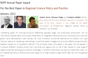 Winner 2021 RSPP Annual Paper Award For the Best Paper in Regional Science Policy and Practice published in 2019