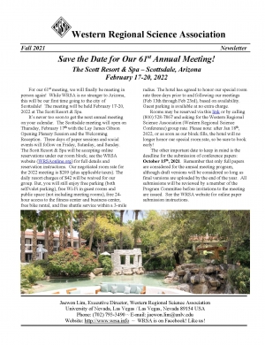 WRSA: Fall 2021 Newsletter + 2022 Annual Meeting in Scottsdale, AZ (near Phoenix)