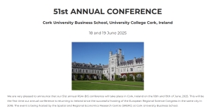 Call for Abstracts | 51st RSAI-BIS Conference, 18-19 June 2025, Cork, Ireland