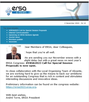 ERSA Monthly E-news - November 2022